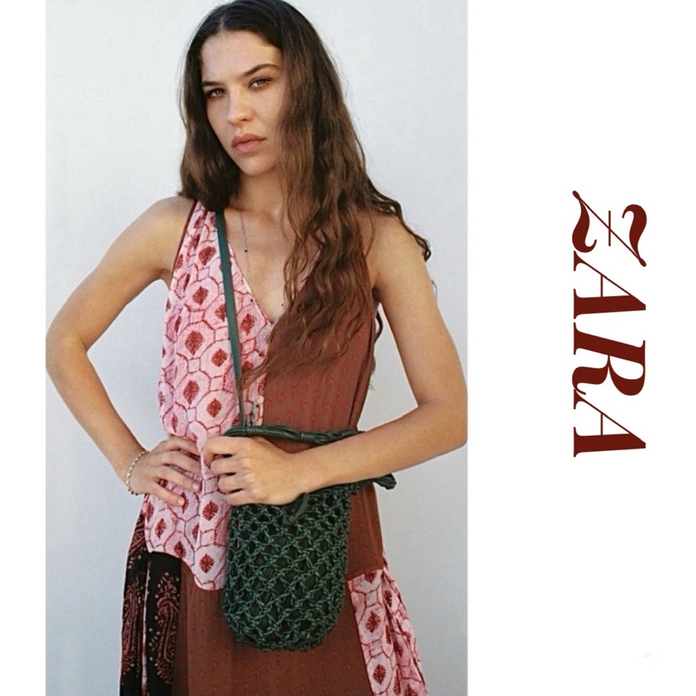 Zara Translucent Mixed Print Midi Dress with Slip (M) - Picture 4 of 12